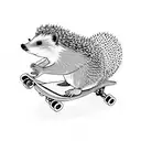 hedgehog riding skateboard  tattoo design idea