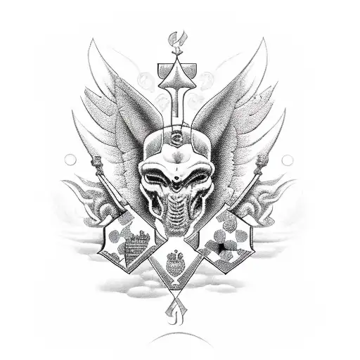 A chessboard, which is played by an angel and a devil tattoo design idea