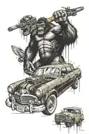 king kong in car trunk tattoo design idea