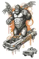 king kong in car trunk tattoo design idea