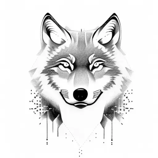 A minimalist tattoo of a wolf exploring a mysterious forest tattoo design idea