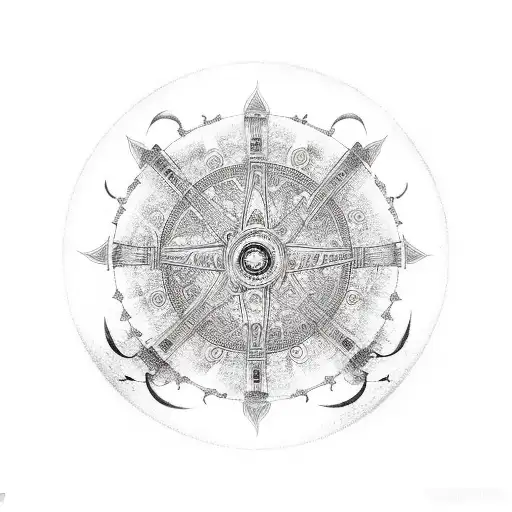 dharma wheel with vajra tattoo design idea