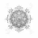 dharma wheel with vajra tattoo design idea