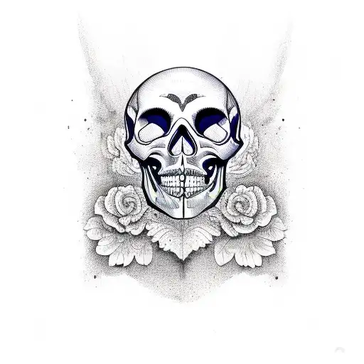 Mexican colorful skull  tattoo design idea
