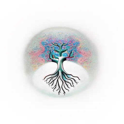 Tree of Life with an angel baby, april baby, and june baby tattoo design idea