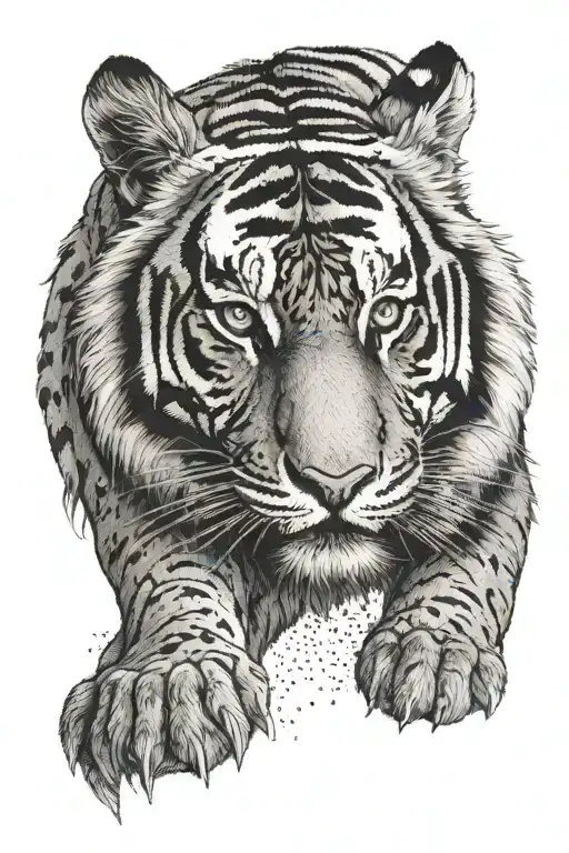 tiger walking tattoo design idea