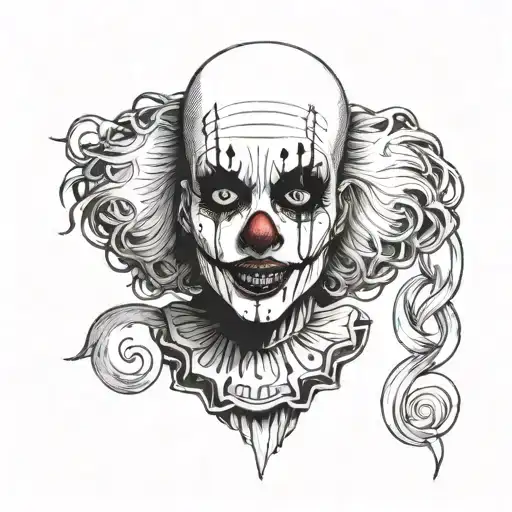 gothic clown woman from the front tattoo design idea