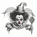 gothic clown woman from the front tattoo design idea