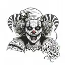 gothic clown woman from the front tattoo design idea
