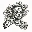 gothic clown woman from the front tattoo design idea