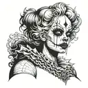 gothic clown woman from the front tattoo design idea