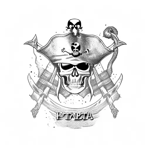 Pirate holding cutlas,Treasure map, Pirate Ship, Date 6/17/2020 tattoo design idea