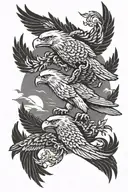 wolve and eagle soaring tattoo design idea