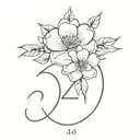 444 numbers with flowers tattoo design idea