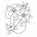 444 numbers with flowers tattoo design idea
