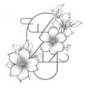 444 numbers with flowers tattoo design idea