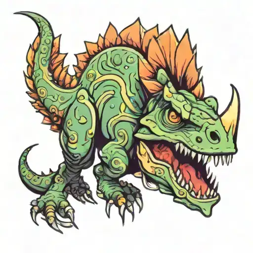 funny looking dino tattoo design idea