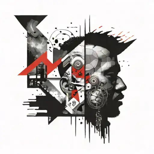 A Tatto inspired in kanye west yeezus album using the disk as main item, with the right square in red  tattoo design idea