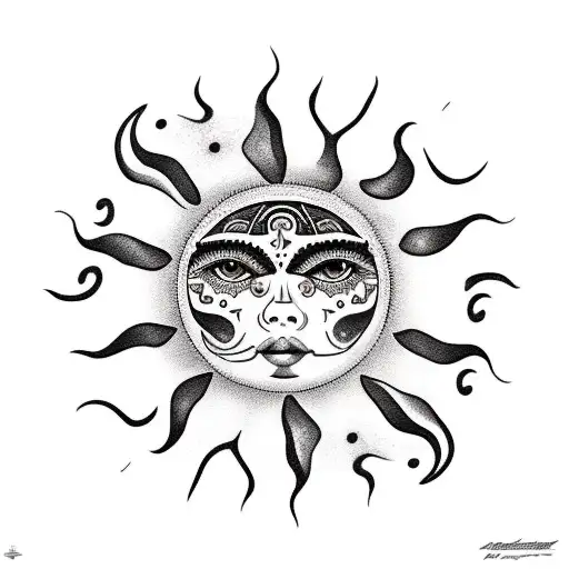 mexican sun and moon tattoo