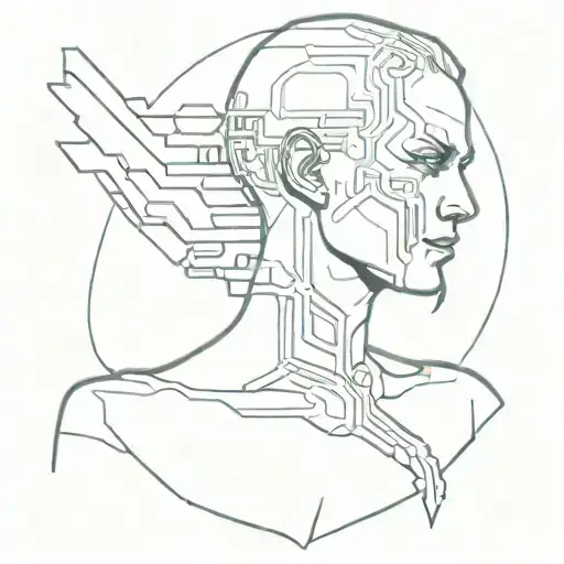 A cyberpunk necromancer tattoo design idea