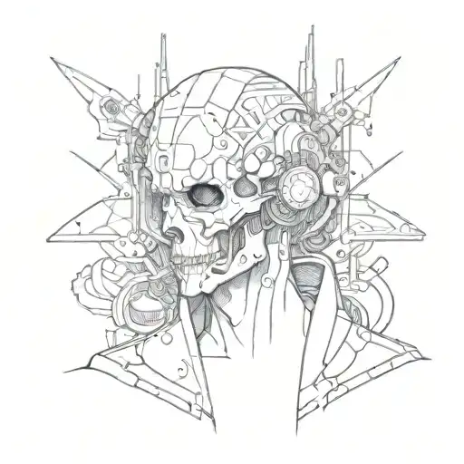 A cyberpunk necromancer tattoo design idea