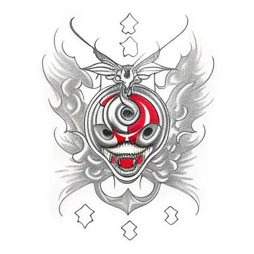 Uroboros with black and red accents tattoo design idea