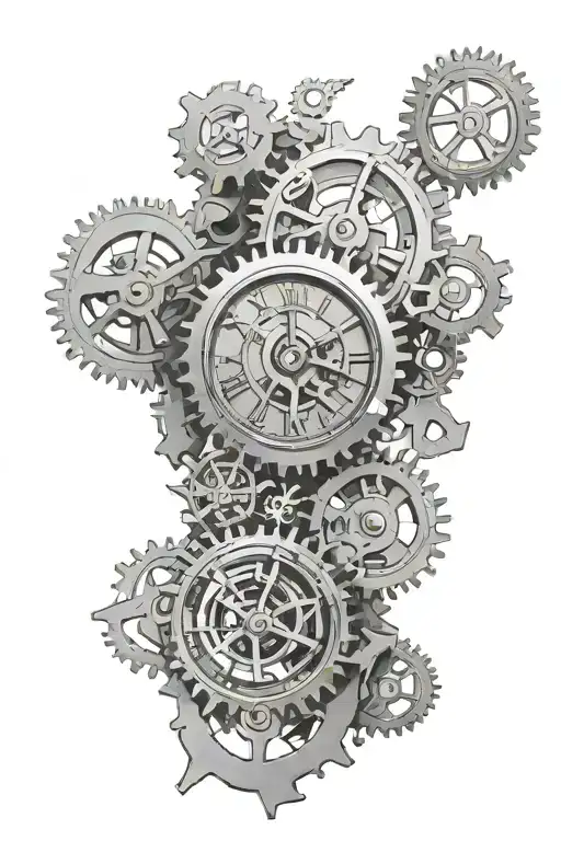 broken clock gears forming tattoo design idea
