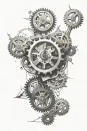 broken clock gears forming tattoo design idea