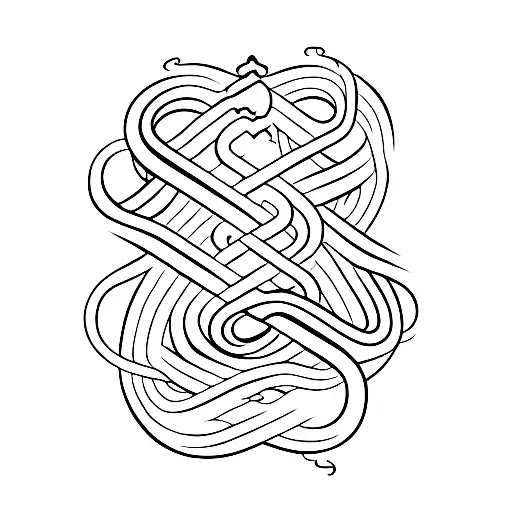 A medical caduceus intertwined with a snake, surrounded by waves tattoo design idea