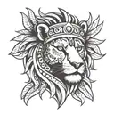 a lion head in an Inca sun tattoo design idea