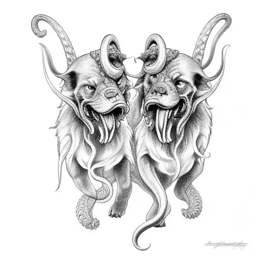 Cerberus y kraken  tattoo design idea