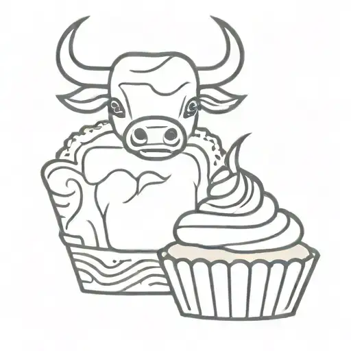 cupcake and bull head  tattoo design idea