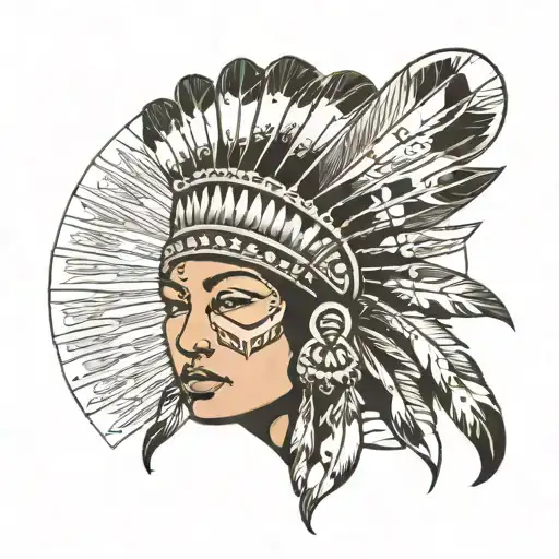 Navajo woman face tattoo design idea