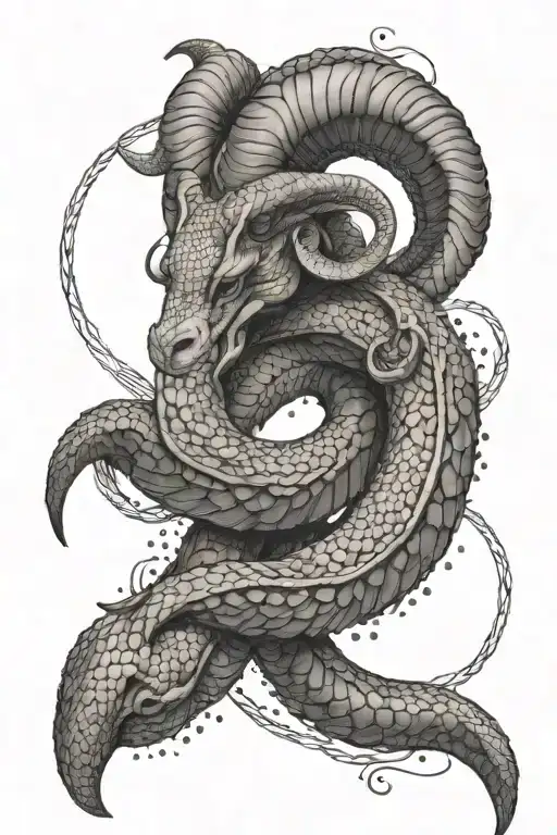 Aries in Snake tattoo design idea