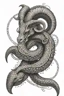 Aries in Snake tattoo design idea
