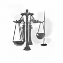 scales of justice with broken hammer tattoo design idea