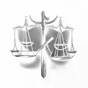 scales of justice with broken hammer tattoo design idea