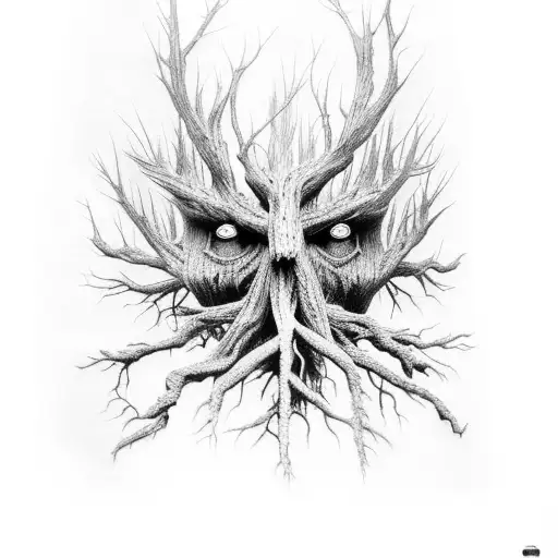 treebeard hiding in a forest  tattoo design idea