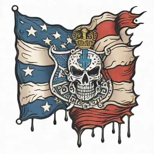 Distressed Police Flag with 9825 on it  tattoo design idea