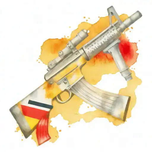 Gun m16 with Germany flag tattoo design idea