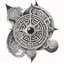 labyrinth and galaxy tattoo design idea