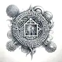 labyrinth and galaxy tattoo design idea