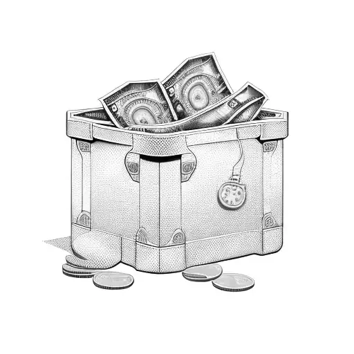 A contractor's toolbox filled with money instead of tools tattoo design idea