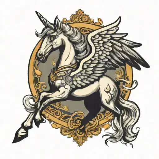 Pegasus flying tattoo design idea