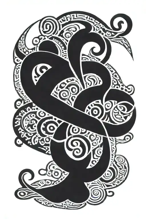 Hidden good luck symbols within a tribal tattoo tattoo design idea