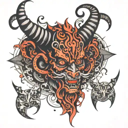 devil techno inspired patterns tattoo design idea
