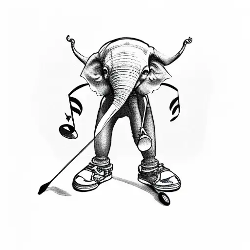 Dumbo with music notes coming out of trunk  tattoo design idea