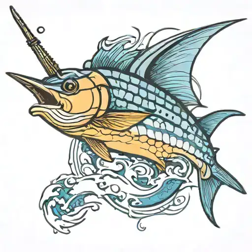 Blue Marlin  tattoo design idea