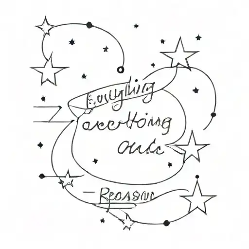 stars and text ' everything happens for a reason and cancer constellations  tattoo design idea