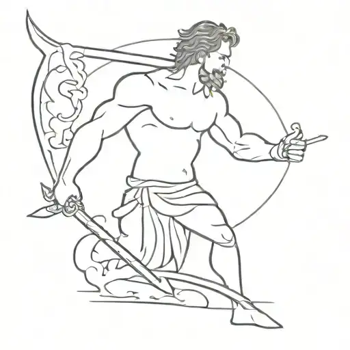 David and Goliath themed tattoo for men standing tattoo design idea